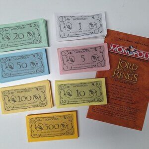 Monopoly Lord Of The Rings Trilogy‎ Money Replacement Piece Instructions 2003